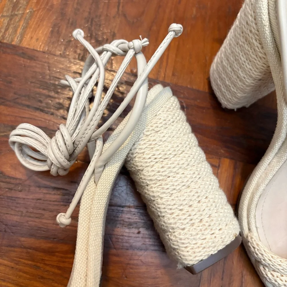 SCHUTZ Cream Braided Rope Strap Sandals